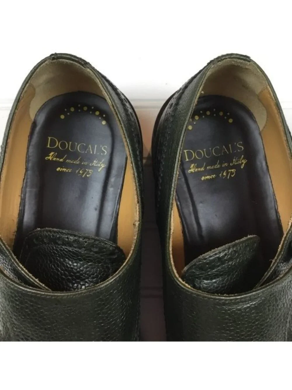 Doucal’s Brougue Double Monk Strap WingTip Dress Shoe Pebbled Leather Size 11